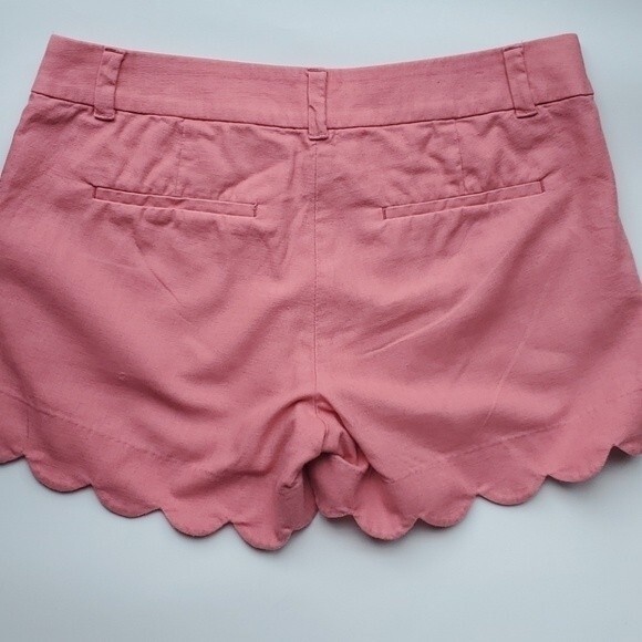 J. CREW SCALLOP HEM LINEN COTTON SHORTS PINK SZ 4, 3.75" INSEAM PREPPY BARBIE - Picture 2 of 4